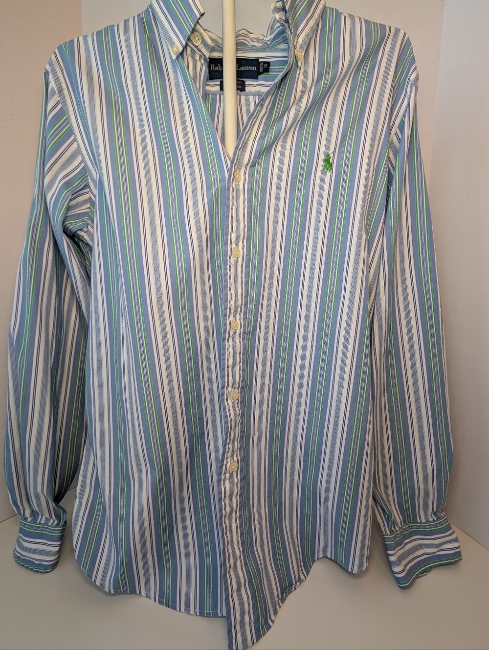 Ralph Lauren Blue White Green Striped Button-Down Shirt - Picture 3 of 11